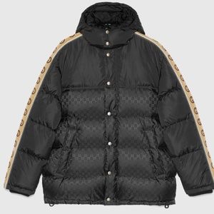 GUCCI BLACK PRINTED DOWN JACKET